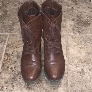 Brown combat boots